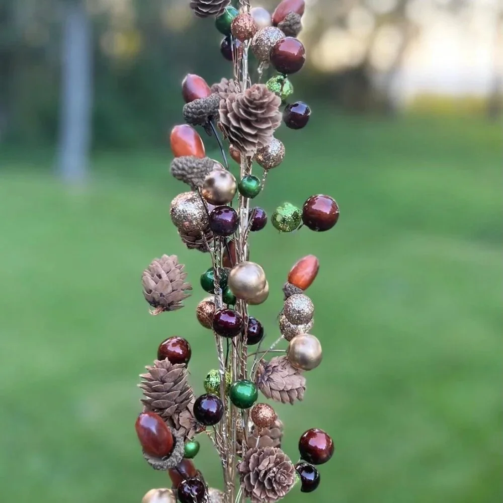 Jewel with Bead Pinecone Spray Stem Branch Pick Christmas or Fall Crafts